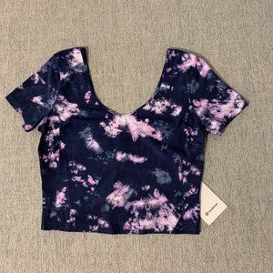 Lululemon Align™ T-Shirt Yoga Workout Crop Top Short Sleeve Tie Dye Blue NEW